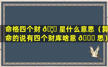 命格四个财 🦅 星什么意思（算命的说有四个财库啥意 🐛 思）